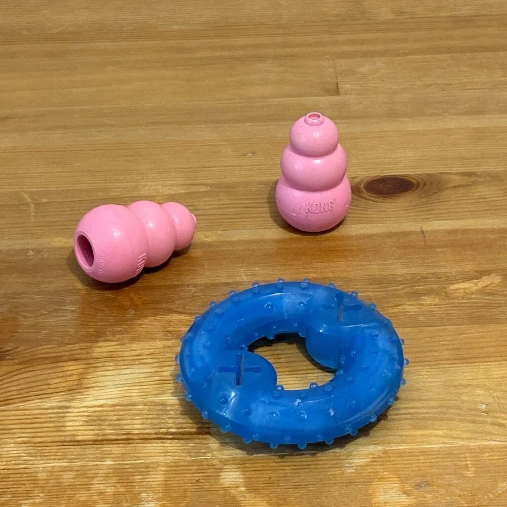 Pet Teether Cooling Chew Toy for Dogs and 2 Puppy KONG Natural Teething Rubber